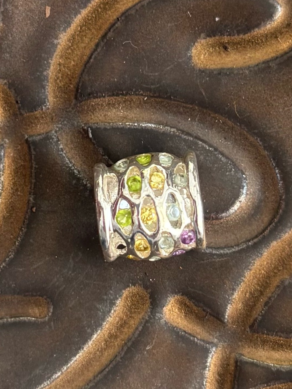 Sterling Silver Crystal Slider Pendant - Pastel Multicolor